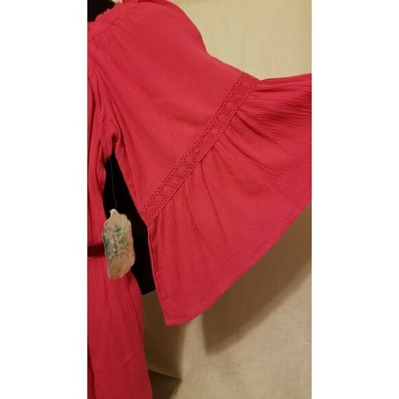 Altar'd State Pink Romper Bohemian Wide Bell Sleeves NWT Size S - Picture 6 of 9